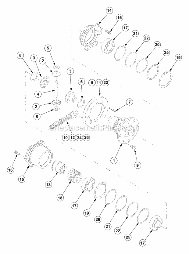 Transmission Diagram and Parts List for 7532 54AF44G-710, 54AH44G-710, 54AN44G-710 Cub Cadet Lawn Tractor